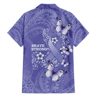 Polynesia Stomach Cancer Awareness Family Matching Summer Maxi Dress and Hawaiian Shirt Periwinkle Ribbon Brave Strong!