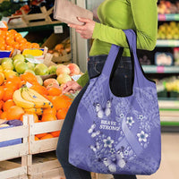 Polynesia Stomach Cancer Awareness Grocery Bag Periwinkle Ribbon Brave Strong!