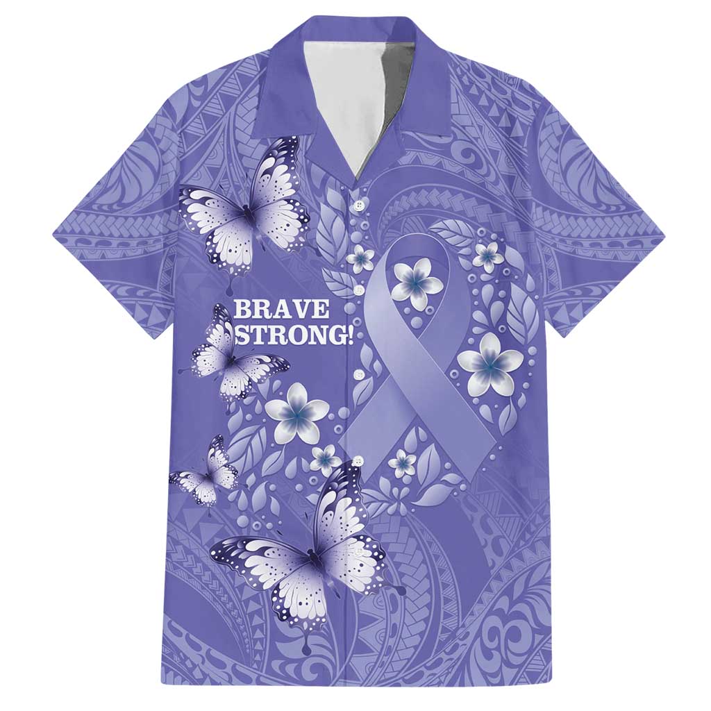 Polynesia Stomach Cancer Awareness Hawaiian Shirt Periwinkle Ribbon Brave Strong!