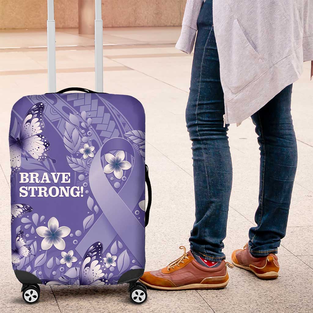 Polynesia Stomach Cancer Awareness Luggage Cover Periwinkle Ribbon Brave Strong!