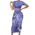 Polynesia Stomach Cancer Awareness Short Sleeve Bodycon Dress Periwinkle Ribbon Brave Strong!