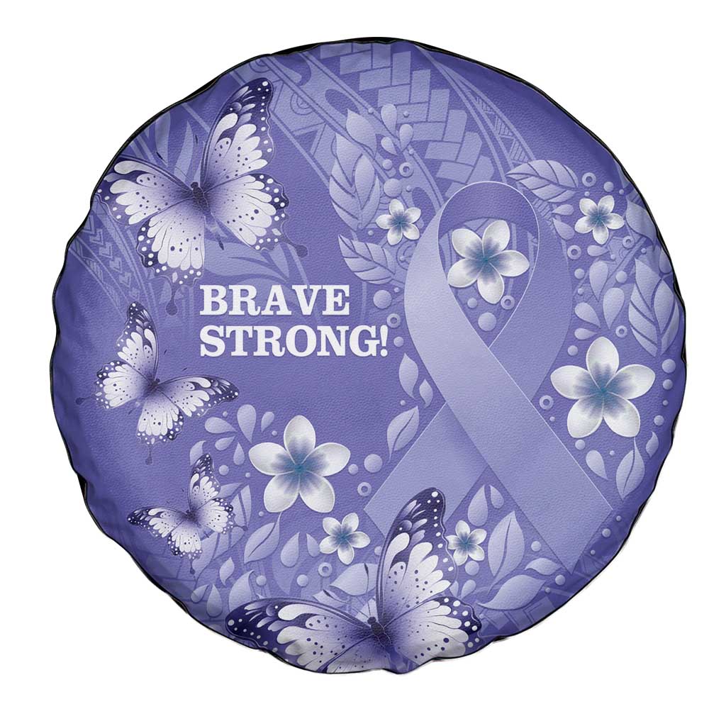 Polynesia Stomach Cancer Awareness Spare Tire Cover Periwinkle Ribbon Brave Strong!