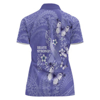 Polynesia Stomach Cancer Awareness Women Polo Shirt Periwinkle Ribbon Brave Strong!