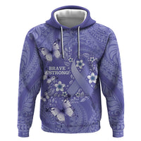 Polynesia Stomach Cancer Awareness Zip Hoodie Periwinkle Ribbon Brave Strong! LT14 Pullover Hoodie Periwinkle - Polynesian Pride
