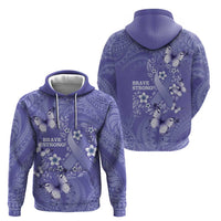 Polynesia Stomach Cancer Awareness Zip Hoodie Periwinkle Ribbon Brave Strong! LT14 - Polynesian Pride