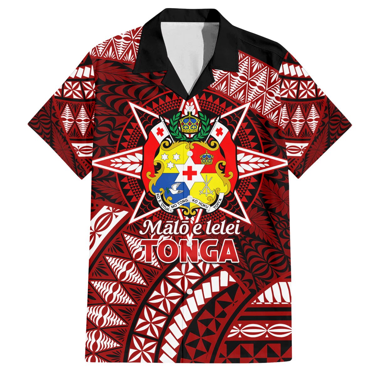 Malo e lelei Tonga Family Matching Long Sleeve Bodycon Dress and Hawaiian Shirt Tongan Ngatu Pattern Red Version LT14 Dad's Shirt - Short Sleeve Red - Polynesian Pride