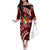 Malo e lelei Tonga Family Matching Off Shoulder Long Sleeve Dress and Hawaiian Shirt Tongan Ngatu Pattern Red Version LT14 Mom's Dress Red - Polynesian Pride