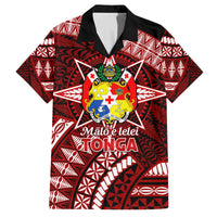 Malo e lelei Tonga Family Matching Puletasi Dress and Hawaiian Shirt Tongan Ngatu Pattern Red Version LT14 Dad's Shirt - Short Sleeve Red - Polynesian Pride