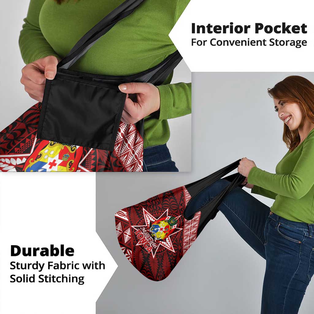 Malo e lelei Tonga Grocery Bag Tongan Ngatu Pattern Red Version