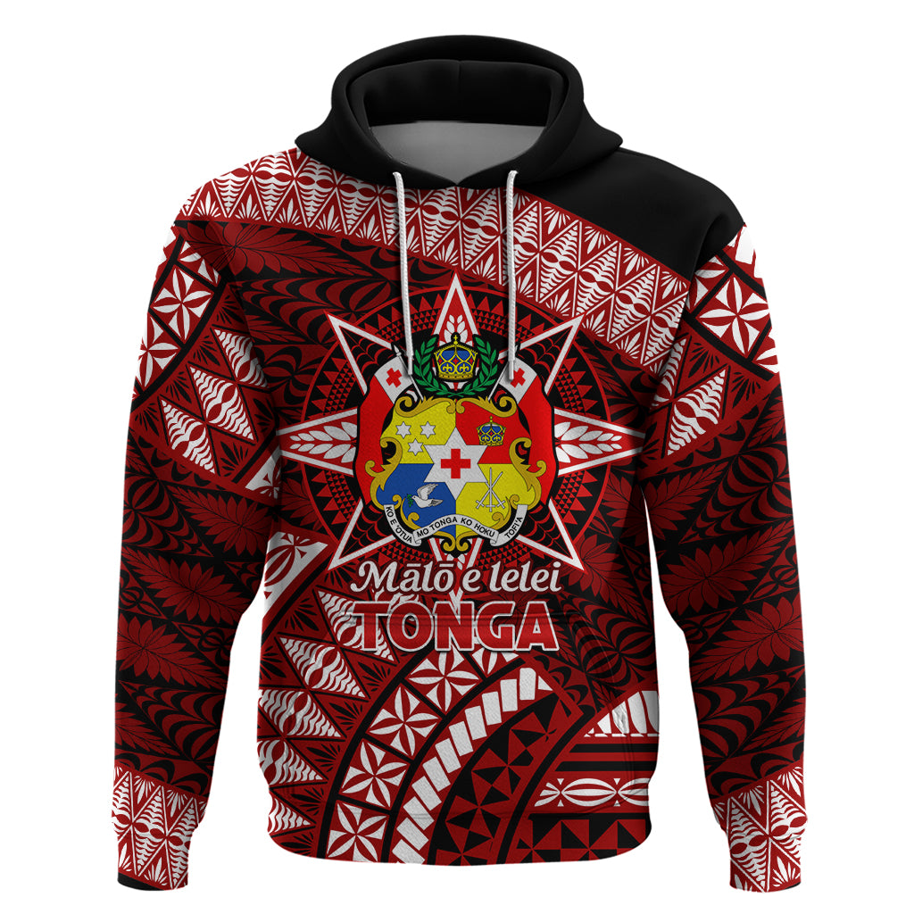 Malo e lelei Tonga Hoodie Tongan Ngatu Pattern Red Version LT14 Pullover Hoodie Red - Polynesian Pride