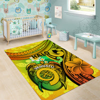 Halo Vanuatu Area Rug Sand Drawing Turtle Polynesian Tropical Flowers LT14 - Polynesian Pride