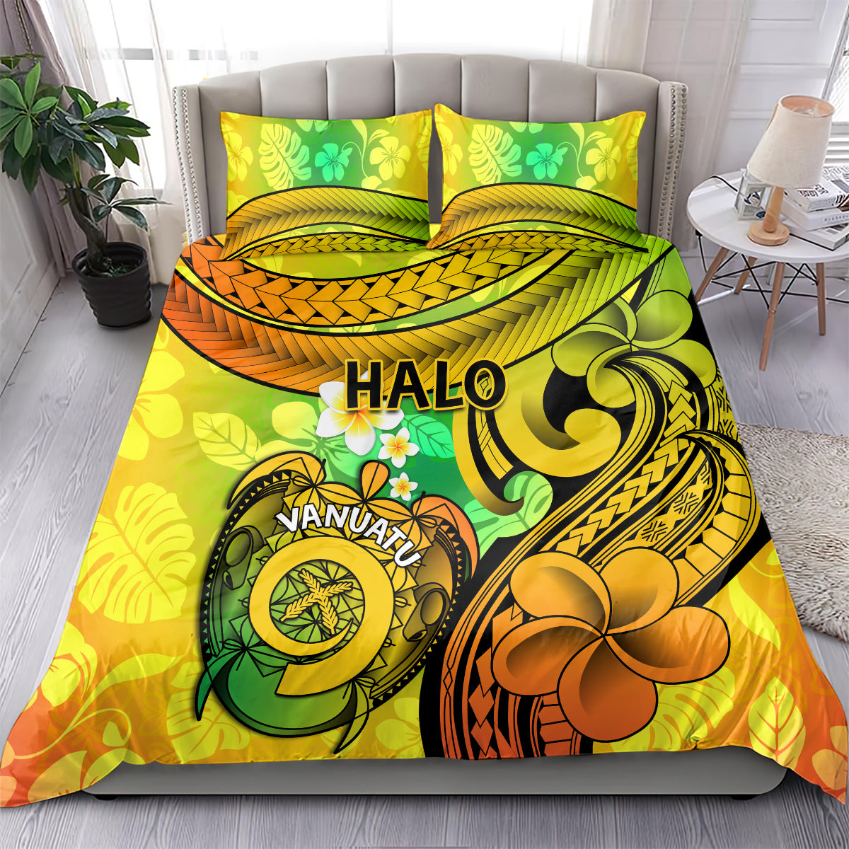 Halo Vanuatu Bedding Set Sand Drawing Turtle Polynesian Tropical Flowers LT14 - Polynesian Pride