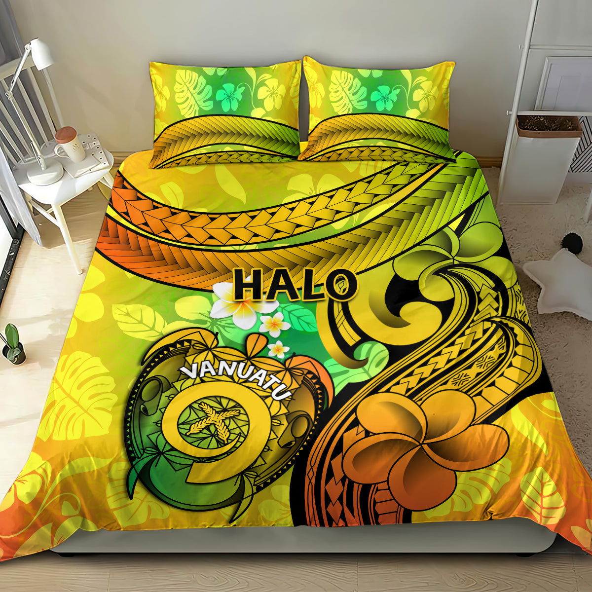Halo Vanuatu Bedding Set Sand Drawing Turtle Polynesian Tropical Flowers LT14 - Polynesian Pride