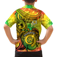 Halo Vanuatu Family Matching Off Shoulder Short Dress and Hawaiian Shirt Sand Drawing Turtle Polynesian Tropical Flowers LT14 - Polynesian Pride