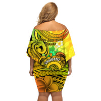 Halo Vanuatu Family Matching Off Shoulder Short Dress and Hawaiian Shirt Sand Drawing Turtle Polynesian Tropical Flowers LT14 - Polynesian Pride