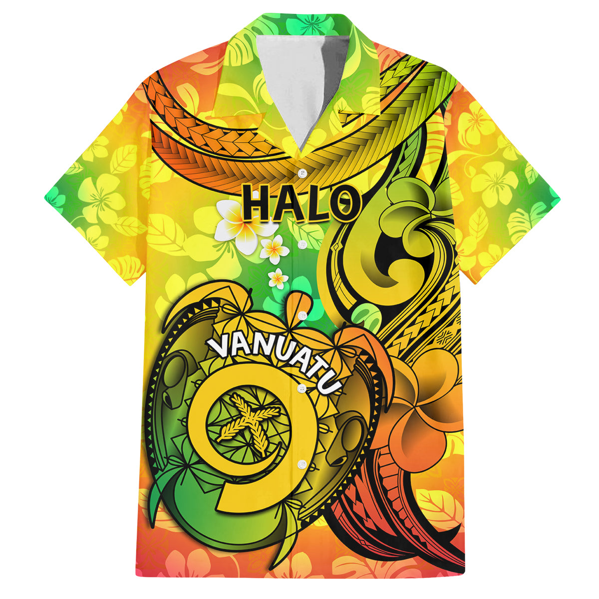 Halo Vanuatu Family Matching Tank Maxi Dress and Hawaiian Shirt Sand Drawing Turtle Polynesian Tropical Flowers LT14 Dad's Shirt - Short Sleeve Reggae - Polynesian Pride
