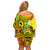 Halo Vanuatu Off Shoulder Short Dress Sand Drawing Turtle Polynesian Tropical Flowers LT14 - Polynesian Pride