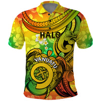 Halo Vanuatu Polo Shirt Sand Drawing Turtle Polynesian Tropical Flowers LT14 Reggae - Polynesian Pride