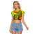 Halo Vanuatu Raglan Cropped T Shirt Sand Drawing Turtle Polynesian Tropical Flowers LT14 Female Reggae - Polynesian Pride