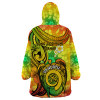 Halo Vanuatu Wearable Blanket Hoodie Sand Drawing Turtle Polynesian Tropical Flowers LT14 - Polynesian Pride