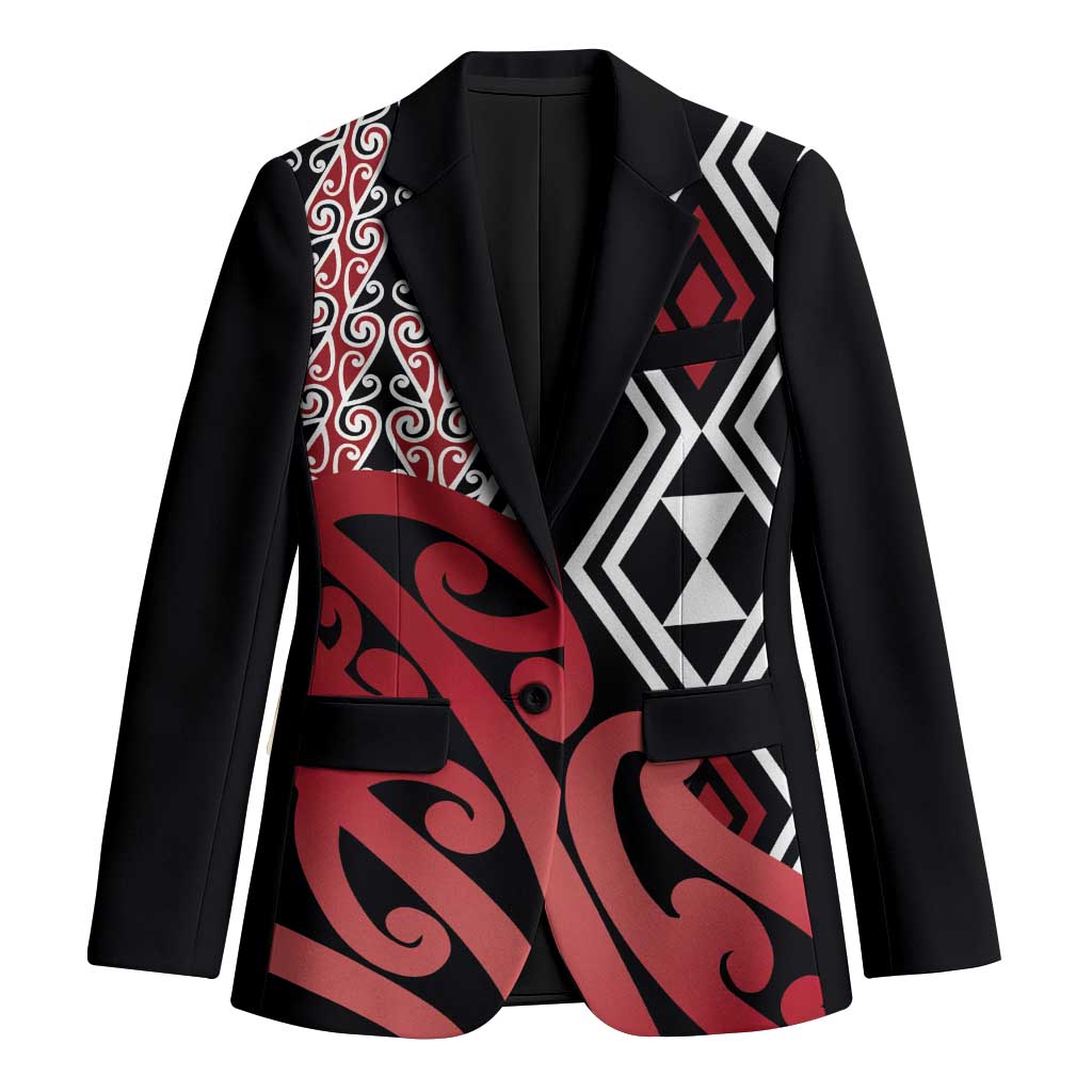 New Zealand Blazer Aotearoa Kowhaiwhai Mix Taniko Art - Red - Polynesian Pride