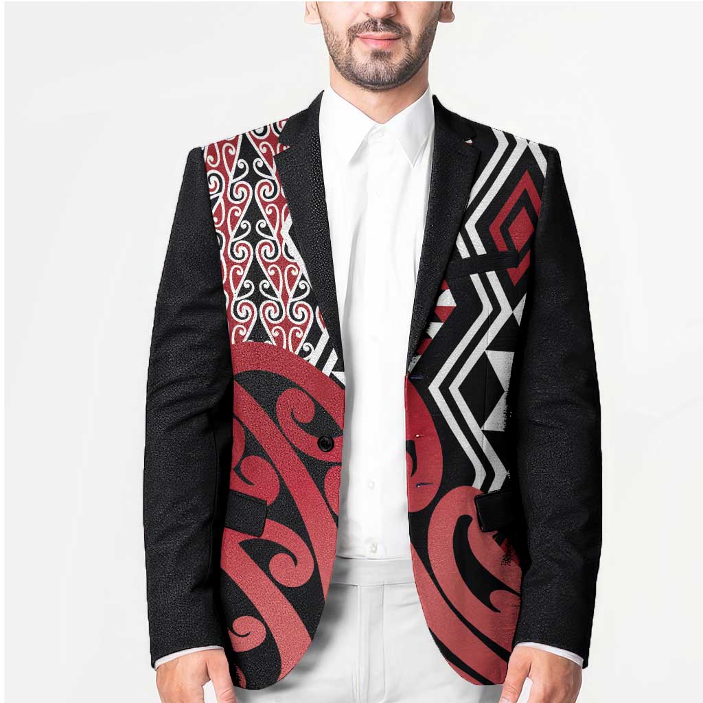 New Zealand Blazer Aotearoa Kowhaiwhai Mix Taniko Art - Red - Polynesian Pride