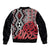 New Zealand Bomber Jacket Aotearoa Kowhaiwhai Mix Taniko Art - Red