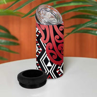 New Zealand 4 in 1 Can Cooler Tumbler Aotearoa Kowhaiwhai Mix Taniko Art - Red LT14