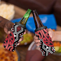 New Zealand 4 in 1 Can Cooler Tumbler Aotearoa Kowhaiwhai Mix Taniko Art - Red LT14
