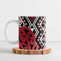New Zealand Ceramic Mug Aotearoa Kowhaiwhai Mix Taniko Art - Red - Polynesian Pride
