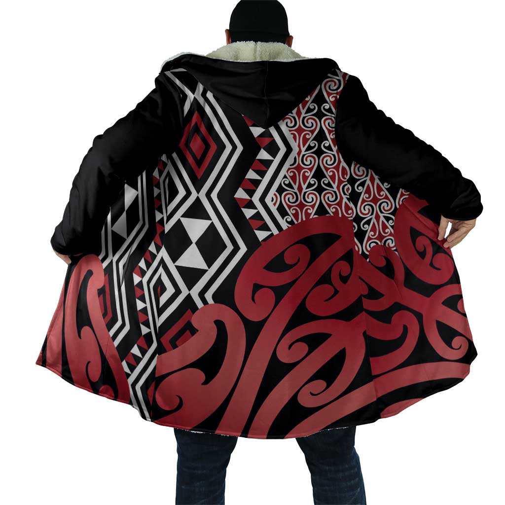 New Zealand Cloak Aotearoa Kowhaiwhai Mix Taniko Art - Red - Polynesian Pride