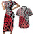 New Zealand Couples Matching Short Sleeve Bodycon Dress and Hawaiian Shirt Aotearoa Kowhaiwhai Mix Taniko Art - Red