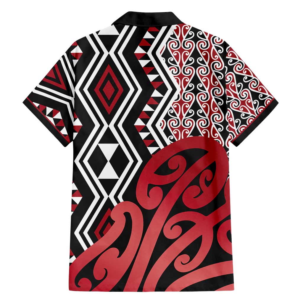 New Zealand Family Matching Summer Maxi Dress and Hawaiian Shirt Aotearoa Kowhaiwhai Mix Taniko Art - Red LT14 - Polynesian Pride