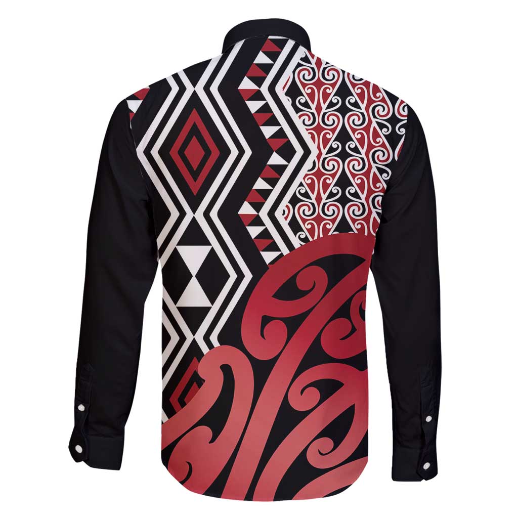 New Zealand Family Matching Summer Maxi Dress and Hawaiian Shirt Aotearoa Kowhaiwhai Mix Taniko Art - Red LT14 - Polynesian Pride