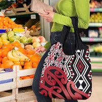 New Zealand Grocery Bag Aotearoa Kowhaiwhai Mix Taniko Art - Red