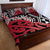 New Zealand Quilt Bed Set Aotearoa Kowhaiwhai Mix Taniko Art - Red