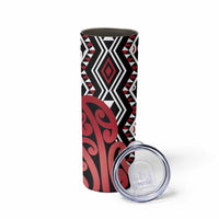 New Zealand Skinny Tumbler Aotearoa Kowhaiwhai Mix Taniko Art - Red LT14 - Polynesian Pride