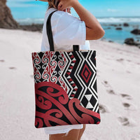 New Zealand Tote Bag Aotearoa Kowhaiwhai Mix Taniko Art - Red - Polynesian Pride