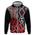New Zealand Zip Hoodie Aotearoa Kowhaiwhai Mix Taniko Art - Red