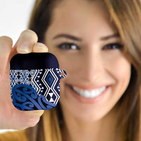 New Zealand AirPods Case Aotearoa Kowhaiwhai Mix Taniko Art - Blue - Polynesian Pride
