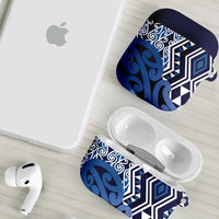 New Zealand AirPods Case Aotearoa Kowhaiwhai Mix Taniko Art - Blue - Polynesian Pride