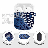 New Zealand AirPods Case Aotearoa Kowhaiwhai Mix Taniko Art - Blue - Polynesian Pride