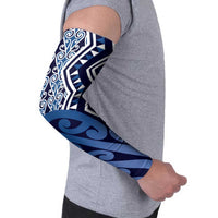 New Zealand Arm Sleeves Aotearoa Kowhaiwhai Mix Taniko Art - Blue - Polynesian Pride