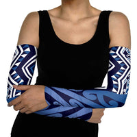 New Zealand Arm Sleeves Aotearoa Kowhaiwhai Mix Taniko Art - Blue - Polynesian Pride
