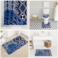 New Zealand Bathroom Set Aotearoa Kowhaiwhai Mix Taniko Art - Blue - Polynesian Pride