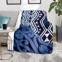 New Zealand Blanket Aotearoa Kowhaiwhai Mix Taniko Art - Blue