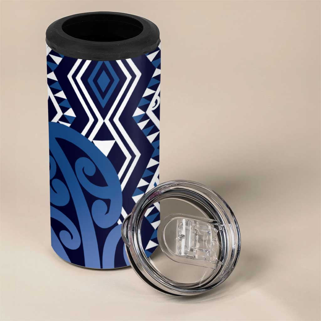 New Zealand 4 in 1 Can Cooler Tumbler Aotearoa Kowhaiwhai Mix Taniko Art - Blue LT14