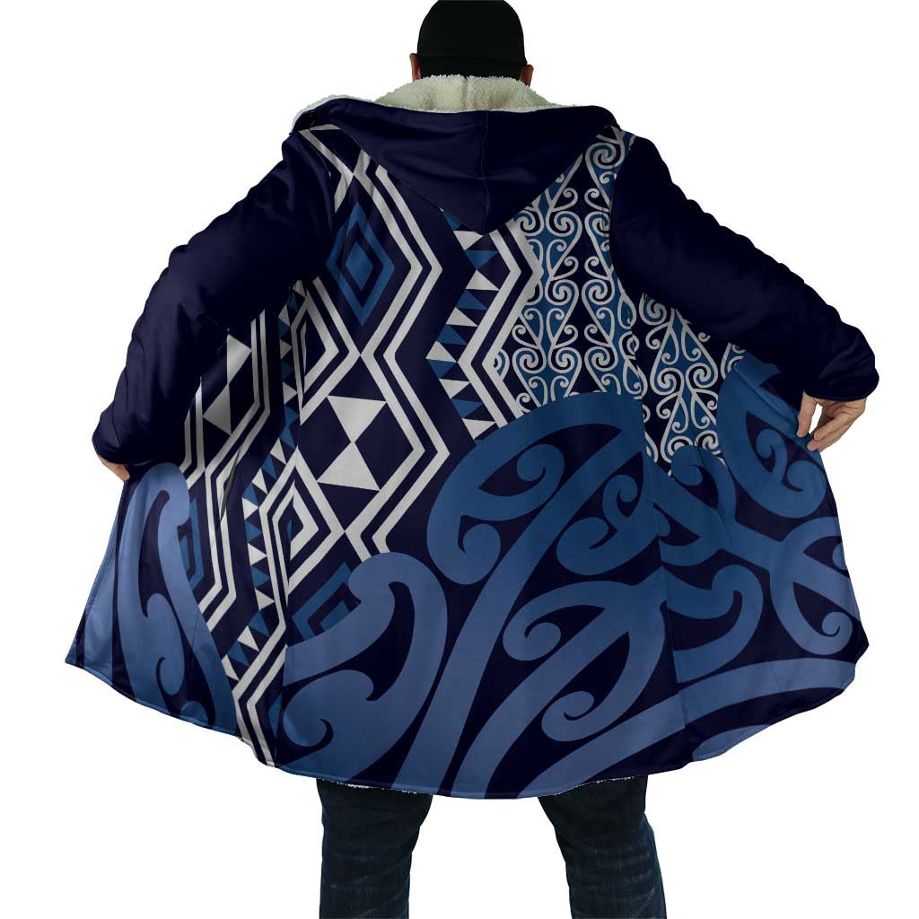 New Zealand Cloak Aotearoa Kowhaiwhai Mix Taniko Art - Blue - Polynesian Pride