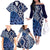 New Zealand Family Matching Off The Shoulder Long Sleeve Dress and Hawaiian Shirt Aotearoa Kowhaiwhai Mix Taniko Art - Blue