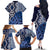 New Zealand Family Matching Off The Shoulder Long Sleeve Dress and Hawaiian Shirt Aotearoa Kowhaiwhai Mix Taniko Art - Blue